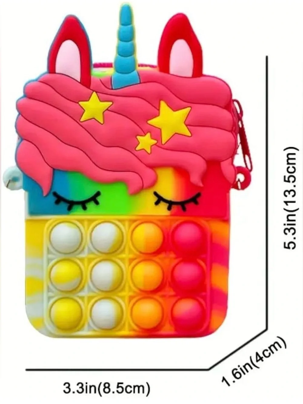 Rainbow Unicorn Pop It Purse Crossbody Bag Silicone Fidget Toy for Little Girls